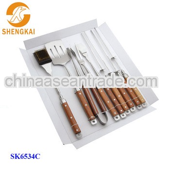 9pcs stainless steel wood handle agriculture tool set for hot sale