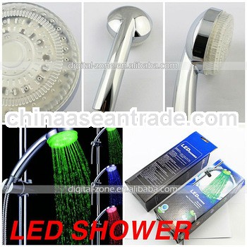 ABS flashing led light shower led lighted shower heads, 2013 led light rain shower head wholesale