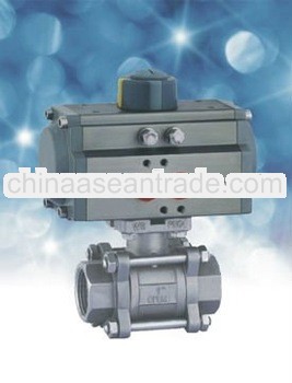 AT series Aluminium alloy pneumatic actuator three piece 3PC ball valve