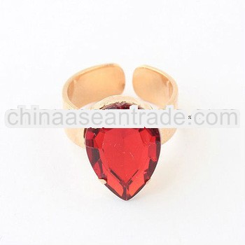 Adjustable red teardrop crystal engagement rings