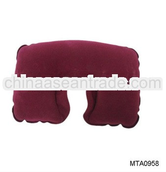 Adults flocking PVC inflatable neck pillow