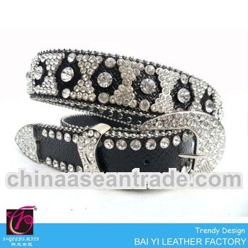 Alligator skin pattern rhinestone bead lady belt