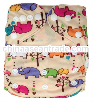 Animal Elephants Printed Baby Cloth Diapers Washable Fitted Cloth Nappies