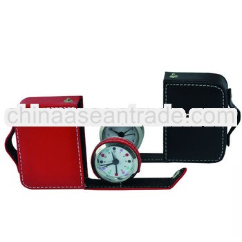 Antique Genuine Leather Portable Desktop Clock