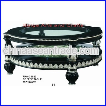 Antique Style MDF Tempered Glass Coffee Table C-1520