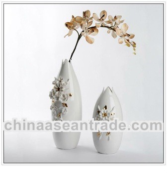 Artifical flower white glaze ceramic vase crafts Inlay flower for home decoration