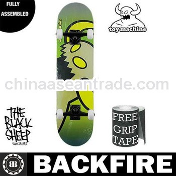 Backfire TOY MACHINE VICE MONSTER YELLOW/GREEN 8.0 WIDE COMPLETE SKATEBOARD SETUP NEW