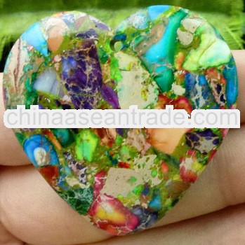 Beautiful Rainbow Sea Sediment Jasper & Pyrite Pendant Bead