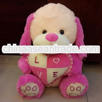 Best selling plush dog toy with a heart for Valentine's day