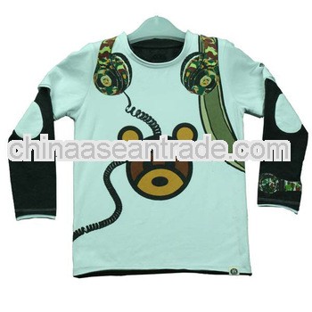 Best selling printed long sleeve fancy kids t-shirt