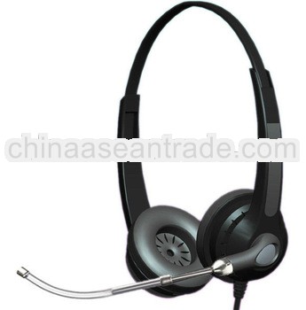Binaural call center headband headset with noise cancelling microphone HSM-902T