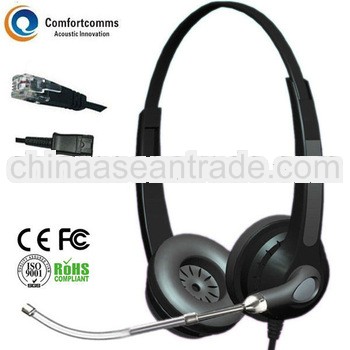 Binaural call center high quality headset rj11 with noise-canceling mic HSM-902TPQDRJ