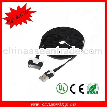Black Flat USB Sync Charging Cable For i4