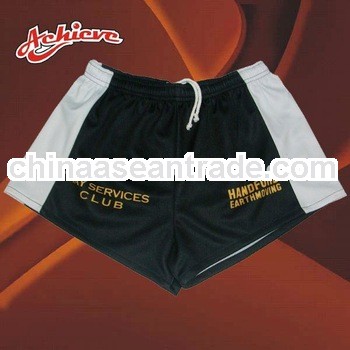 Black and white alternated rugby shorts with 100% polyester