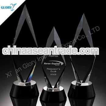 Blank crystal diamond award candle wick shaped plaque