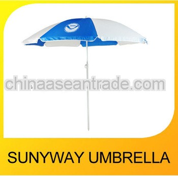 Blue and white outdoor beach umbrella
