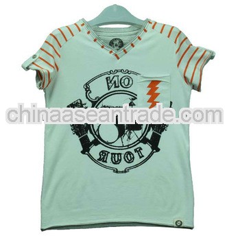 Boys 95% Cotton 5% Spandex Orange Striped Kids Shirt Pattern