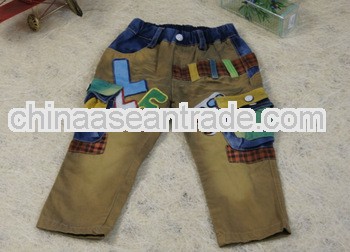 Boys jeans embroidery designs Green kid jeanwears # 4010