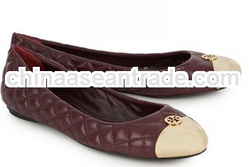 Brand New Fashion Gold Toe Cap Women Flats Shoes Women 2013 Leather Good Quality Shoes Ladies Flats 