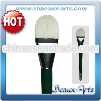 Bristle Filbert Paint Brush With Green Handle With Golden Ring