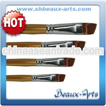 Brown synthetic artist brush with yellow wooden handle