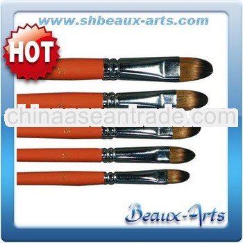 Brown synthetic oil brushes,filbert shaped brushes