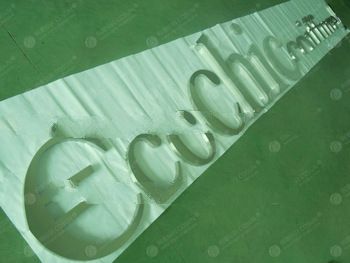 Brushed and polished stainless steel welded letters