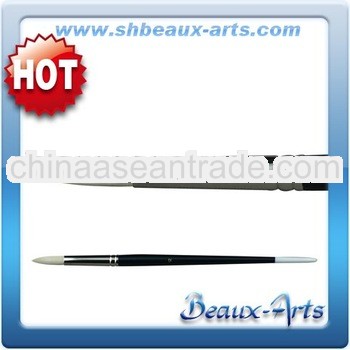 Buy Art Supplies-Round Bleached Bristle Brush-Long, Black Lacquered Handle with White Tip