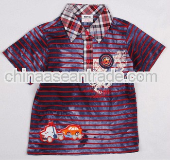 C2482#BLUE/RED wholesale child clothing boy cotton stripe summer polo shirt