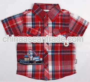 C2869#Red/Blue/White european kids wear latest boy shirt with embroidery