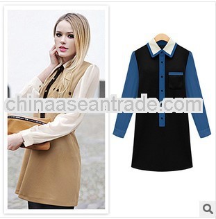 C60566A 2013 AUTUMN FASHION LOOSE SPLICING DESIGN LADIE'S DRESS