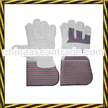 CE EN420 10.5 inch cow split leather working hand glove with rubber cuff