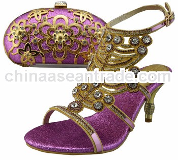 CSB1024-purple womans high heel shoes matching bags set