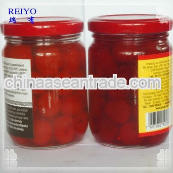 Canned cherries jars green in syrup 720ml in China with stem 2013
