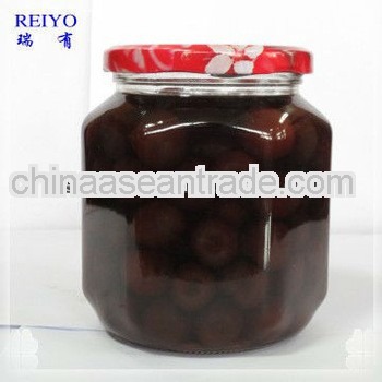 Canned cherries jars green in syrup 820ml in China with stem 2013