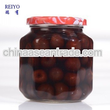Canned cherries red in syrup 580ml jars in China without stem 2013