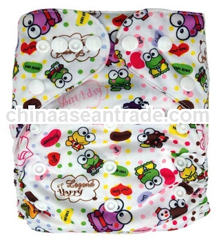 Cartoon Frog Printed Baby Cloth Diapers Fitted All In One Baby Nappy Diapers