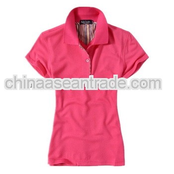 Cartoon emborider fit slim women polo shirt