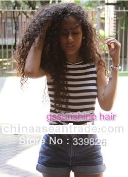 Celebrity style! 22inch #1b kinky curly 100% brazilian hair 4x4 glueless silk top lace human hair wi
