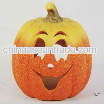 Ceramic smiling pumpkin tealight holder for halloween decoration