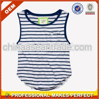 Cheap wholesale stripe sleeveless cotton t shirt for women