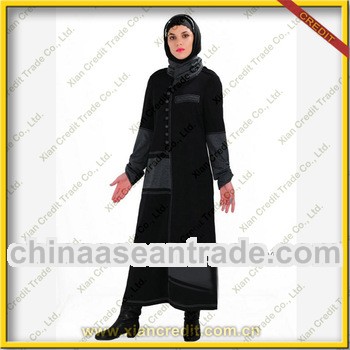 Chic caftan dress muslim with jersey scarf collar KDT-176