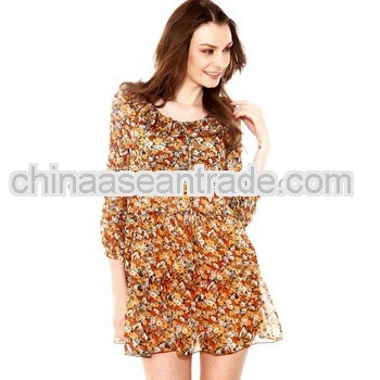 Chiffon High Waist One-Piece Dress Golden