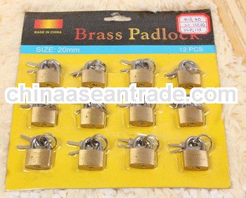 20mm 12pcs blister card small brass lock padlock travel lock