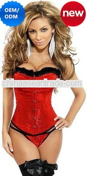Chinese Style Sexy Red Jacquard Overbust Corset(6004)