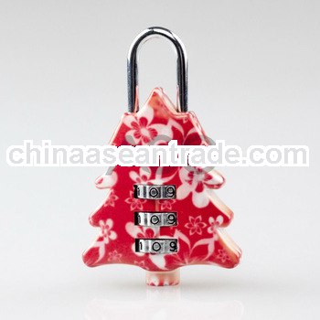 Christmas tree shaped combination lock,christmas promotional gift locks-T073