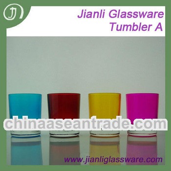 Classical colorful small glass candle holder with two style lid