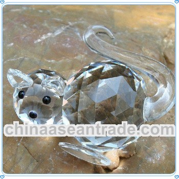 Clear Decorative Crystal Cat Figure for Table Decoration