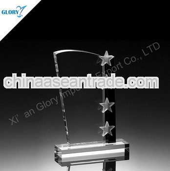 Clear crystal shield awards star engraved trophies