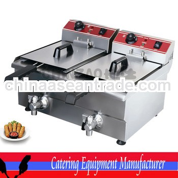 Commercial Double17L Electric Deep Fat Fryer Chip Fish Steel Basket with Tap